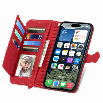 For iPhone 16e Zipper Wallet Case Flower Imprint PU Leather Phone Cover with Strap