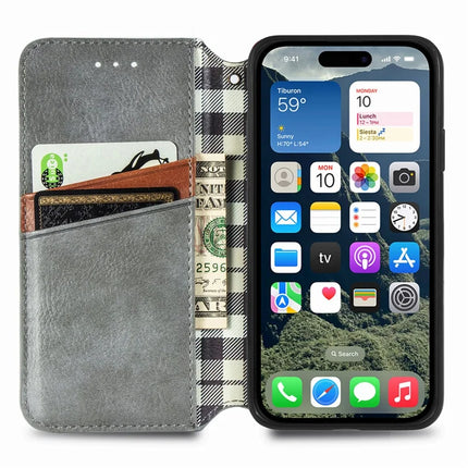 For iPhone 16e PU Leather Case Rhombus Imprint Wallet Stand Phone Cover