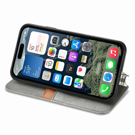 For iPhone 16e PU Leather Case Rhombus Imprint Wallet Stand Phone Cover