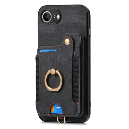 For iPhone 16e Retro PU Leather Back Cover with RFID Blocking Card Holder