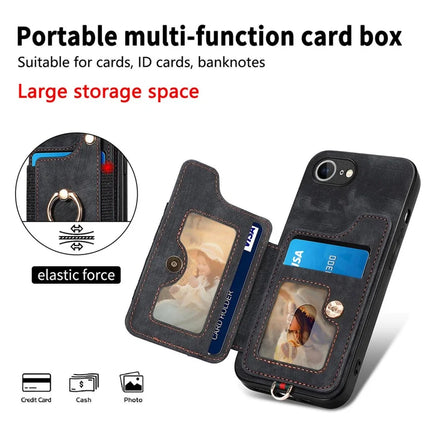 For iPhone 16e Retro PU Leather Back Cover with RFID Blocking Card Holder