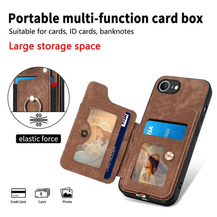 For iPhone 16e Retro PU Leather Back Cover with RFID Blocking Card Holder