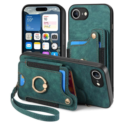 For iPhone 16e Retro PU Leather Back Cover with RFID Blocking Card Holder