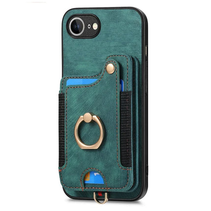For iPhone 16e Retro PU Leather Back Cover with RFID Blocking Card Holder