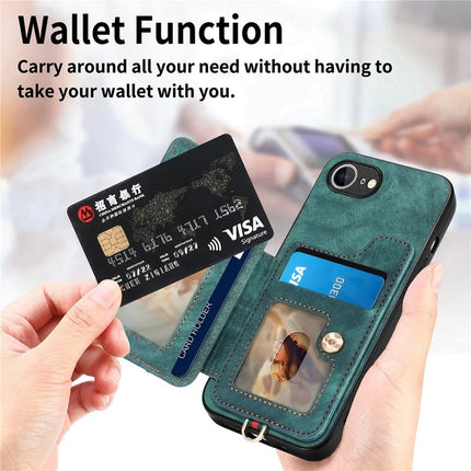 For iPhone 16e Retro PU Leather Back Cover with RFID Blocking Card Holder