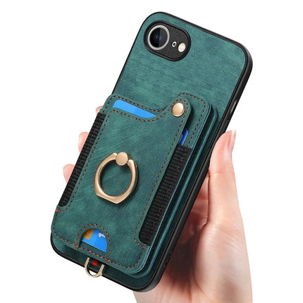 For iPhone 16e Retro PU Leather Back Cover with RFID Blocking Card Holder