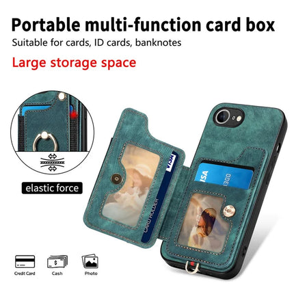 For iPhone 16e Retro PU Leather Back Cover with RFID Blocking Card Holder