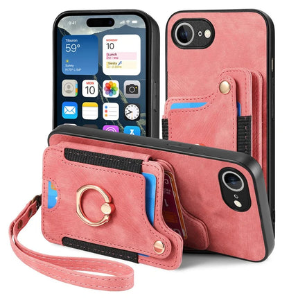 For iPhone 16e Retro PU Leather Back Cover with RFID Blocking Card Holder