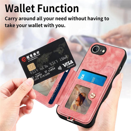 For iPhone 16e Retro PU Leather Back Cover with RFID Blocking Card Holder