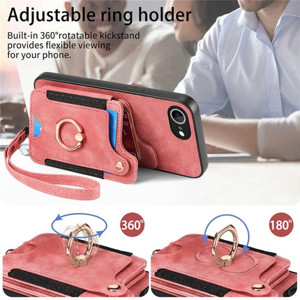 For iPhone 16e Retro PU Leather Back Cover with RFID Blocking Card Holder