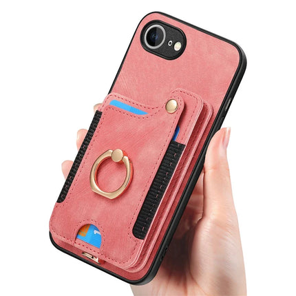 For iPhone 16e Retro PU Leather Back Cover with RFID Blocking Card Holder