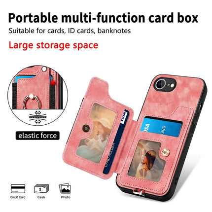 For iPhone 16e Retro PU Leather Back Cover with RFID Blocking Card Holder