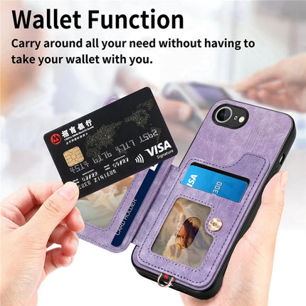 For iPhone 16e Retro PU Leather Back Cover with RFID Blocking Card Holder