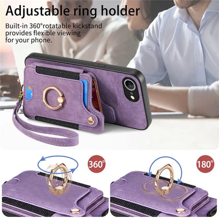For iPhone 16e Retro PU Leather Back Cover with RFID Blocking Card Holder