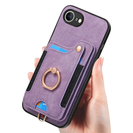 For iPhone 16e Retro PU Leather Back Cover with RFID Blocking Card Holder
