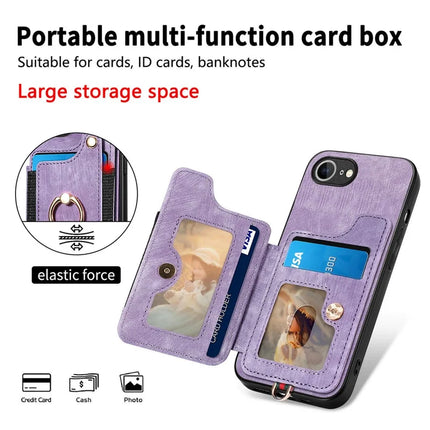 For iPhone 16e Retro PU Leather Back Cover with RFID Blocking Card Holder
