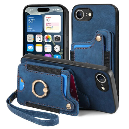 For iPhone 16e Retro PU Leather Back Cover with RFID Blocking Card Holder