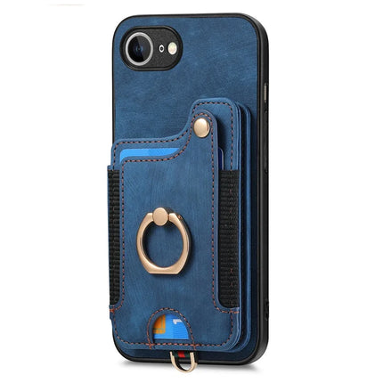 For iPhone 16e Retro PU Leather Back Cover with RFID Blocking Card Holder