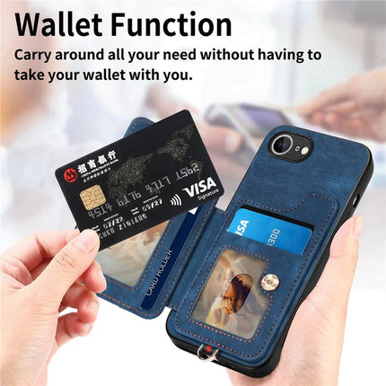 For iPhone 16e Retro PU Leather Back Cover with RFID Blocking Card Holder