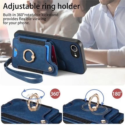 For iPhone 16e Retro PU Leather Back Cover with RFID Blocking Card Holder