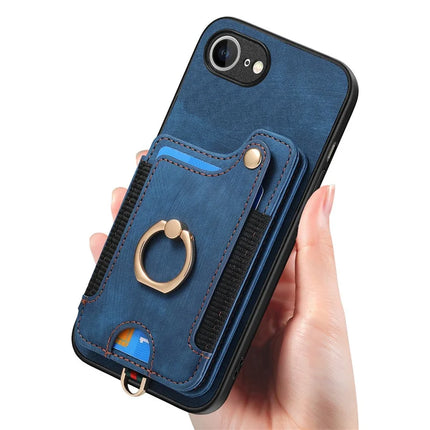For iPhone 16e Retro PU Leather Back Cover with RFID Blocking Card Holder