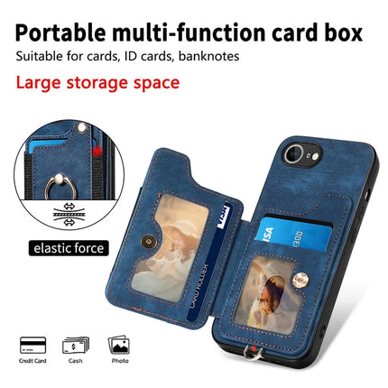 For iPhone 16e Retro PU Leather Back Cover with RFID Blocking Card Holder