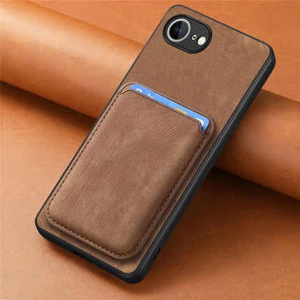 For iPhone 16e Case Retro Leather TPU Phone Back Cover with Detachable Card Slot