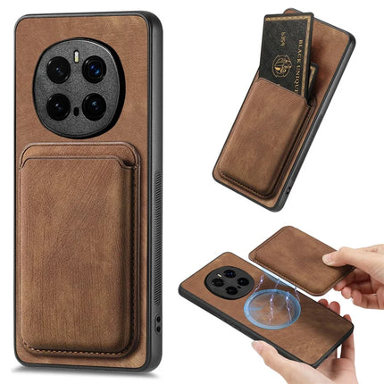 For Honor Magic7 5G Case Retro Leather TPU Phone Back Cover with Detachable Card Slot - Brown