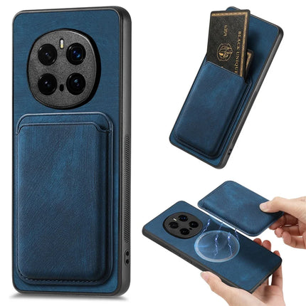 For Honor Magic7 5G Case Retro Leather TPU Phone Back Cover with Detachable Card Slot - Blue
