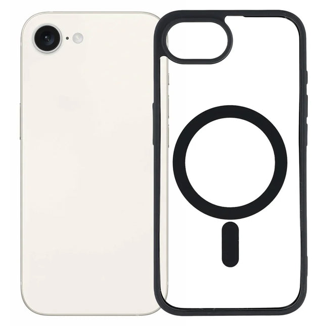 For iPhone 16e Case Compatible with MagSafe TPU + Acrylic Matte Phone Cover - Black