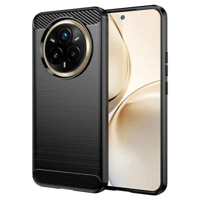 For Realme 14 Pro+ 5G Case Protective Phone Cover Carbon Fiber Texture Brushed - Black