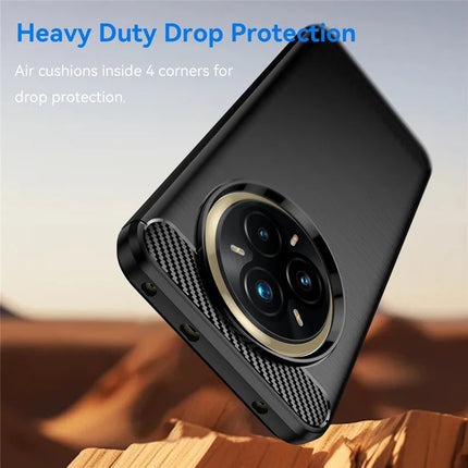 For Realme 14 Pro+ 5G Case Protective Phone Cover Carbon Fiber Texture Brushed