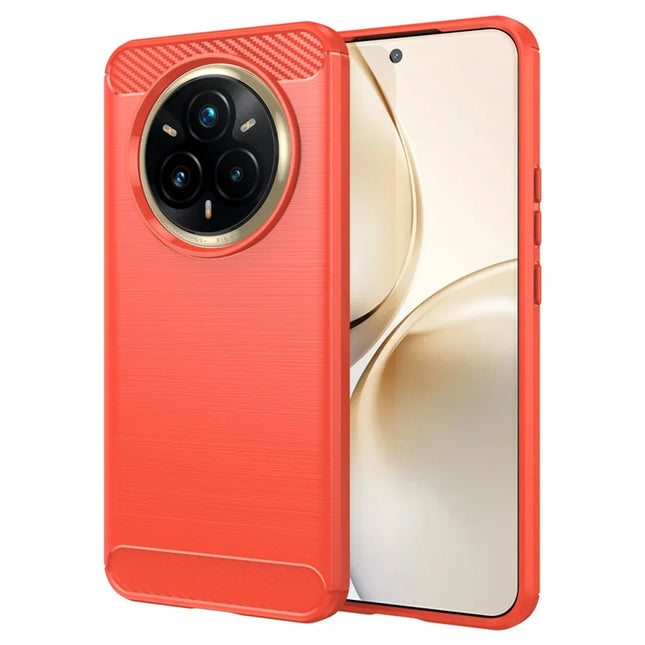 For Realme 14 Pro+ 5G Case Protective Phone Cover Carbon Fiber Texture Brushed - Red