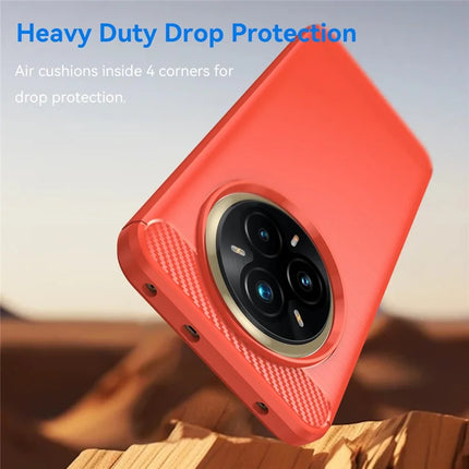 For Realme 14 Pro+ 5G Case Protective Phone Cover Carbon Fiber Texture Brushed