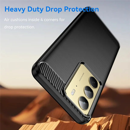 Phone Case For Realme V60 Pro / C75 / 14x 5G / 14x (India) 5G Protective Cover Carbon Fiber Texture Brushed