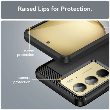 Phone Case For Realme V60 Pro / C75 / 14x 5G / 14x (India) 5G Protective Cover Carbon Fiber Texture Brushed
