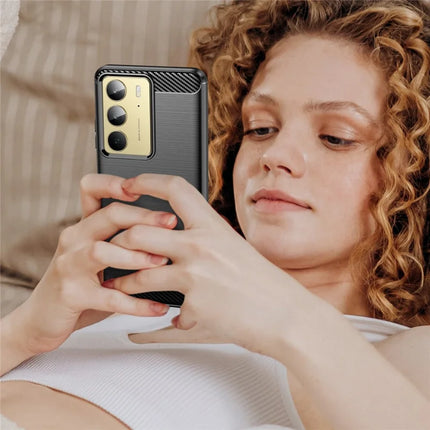 Phone Case For Realme V60 Pro / C75 / 14x 5G / 14x (India) 5G Protective Cover Carbon Fiber Texture Brushed