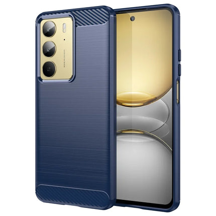 Phone Case For Realme V60 Pro / C75 / 14x 5G / 14x (India) 5G Protective Cover Carbon Fiber Texture Brushed - Blue