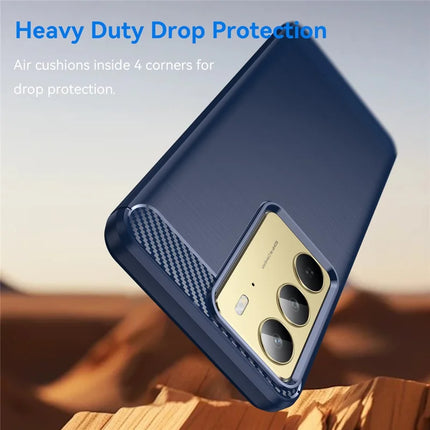 Phone Case For Realme V60 Pro / C75 / 14x 5G / 14x (India) 5G Protective Cover Carbon Fiber Texture Brushed