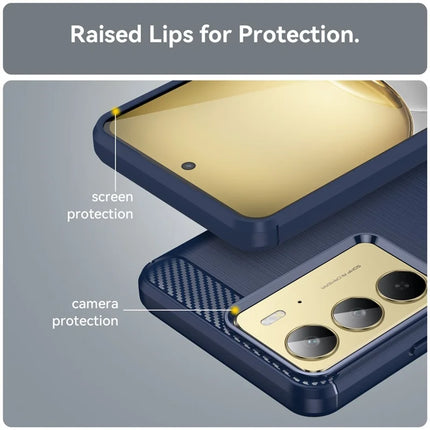 Phone Case For Realme V60 Pro / C75 / 14x 5G / 14x (India) 5G Protective Cover Carbon Fiber Texture Brushed