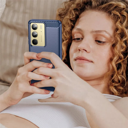 Phone Case For Realme V60 Pro / C75 / 14x 5G / 14x (India) 5G Protective Cover Carbon Fiber Texture Brushed