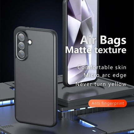 For Samsung Galaxy A56 5G Case Skin-Touch TPU+PC Matte Phone Shell, Transparent Black