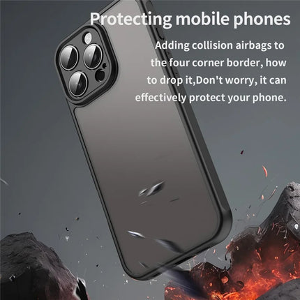 For iPhone 16 Pro Max Phone Case Drop Proof Airbags Frosted Translucent PC + TPU Back Cover