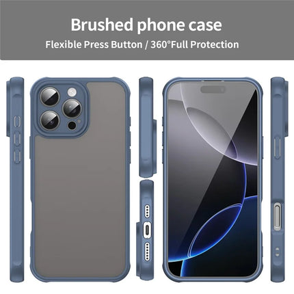 For iPhone 16 Pro Max Phone Case Drop Proof Airbags Frosted Translucent PC + TPU Back Cover