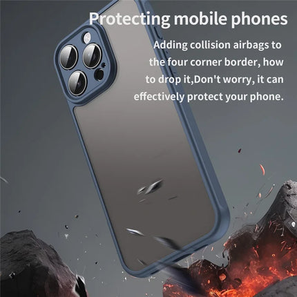 For iPhone 16 Pro Max Phone Case Drop Proof Airbags Frosted Translucent PC + TPU Back Cover