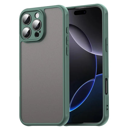 For iPhone 16 Pro Max Phone Case Drop Proof Airbags Frosted Translucent PC + TPU Back Cover - Green