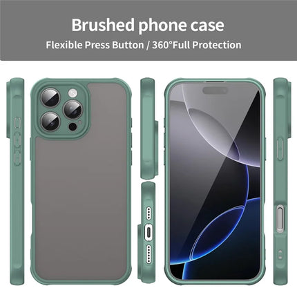 For iPhone 16 Pro Max Phone Case Drop Proof Airbags Frosted Translucent PC + TPU Back Cover