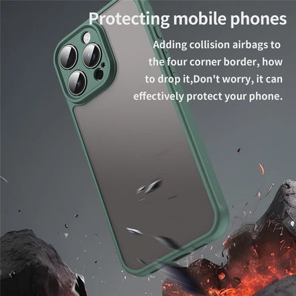 For iPhone 16 Pro Max Phone Case Drop Proof Airbags Frosted Translucent PC + TPU Back Cover