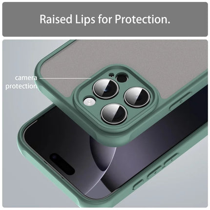 For iPhone 16 Pro Max Phone Case Drop Proof Airbags Frosted Translucent PC + TPU Back Cover