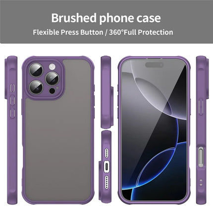For iPhone 16 Pro Max Phone Case Drop Proof Airbags Frosted Translucent PC + TPU Back Cover